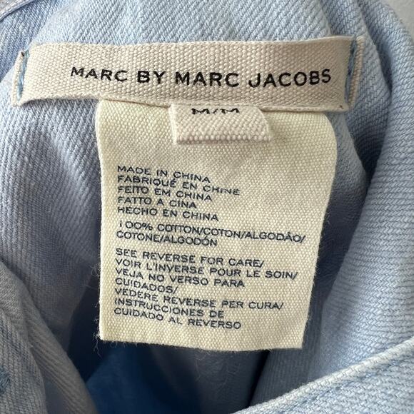 MARC BY MARC JACOBS Sunbleached Pale Indigo Cotton Short Sleeve Shirt Dress Sz M - Picture 9 of 10